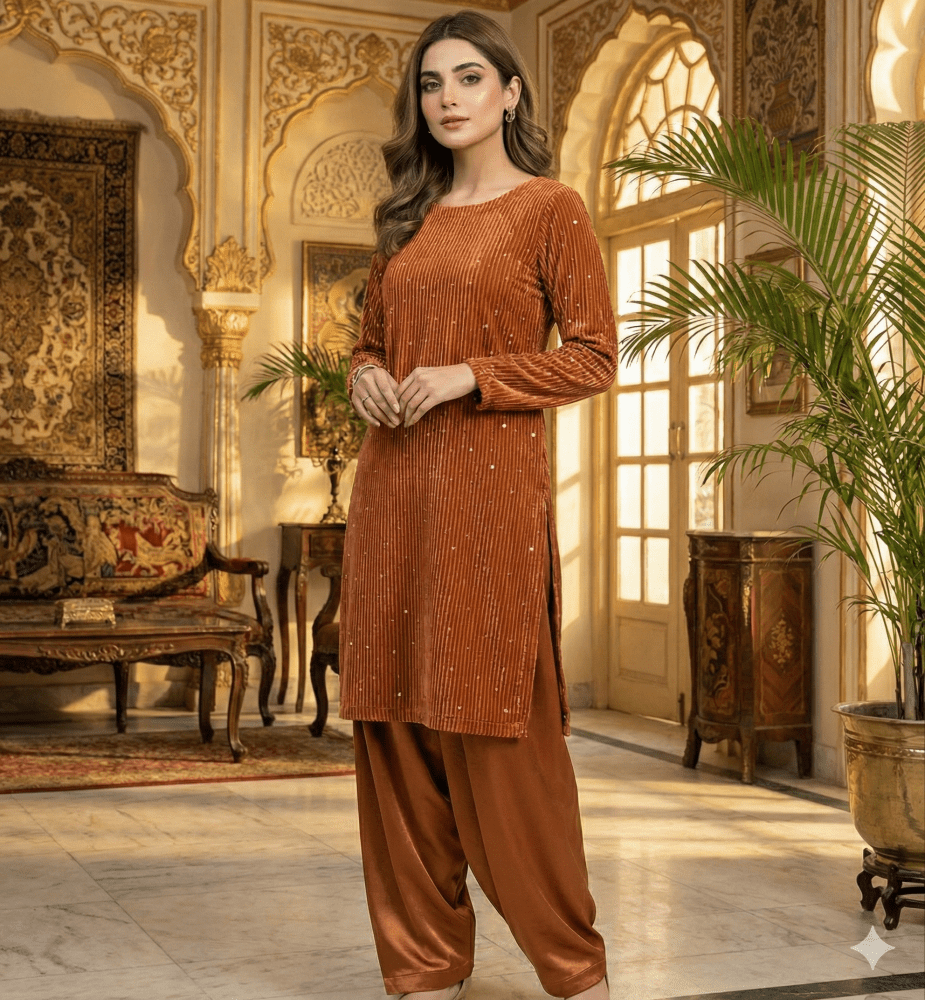 2 PC - Imported Micro Velvet (Unstitched) - Wareeb.Shop