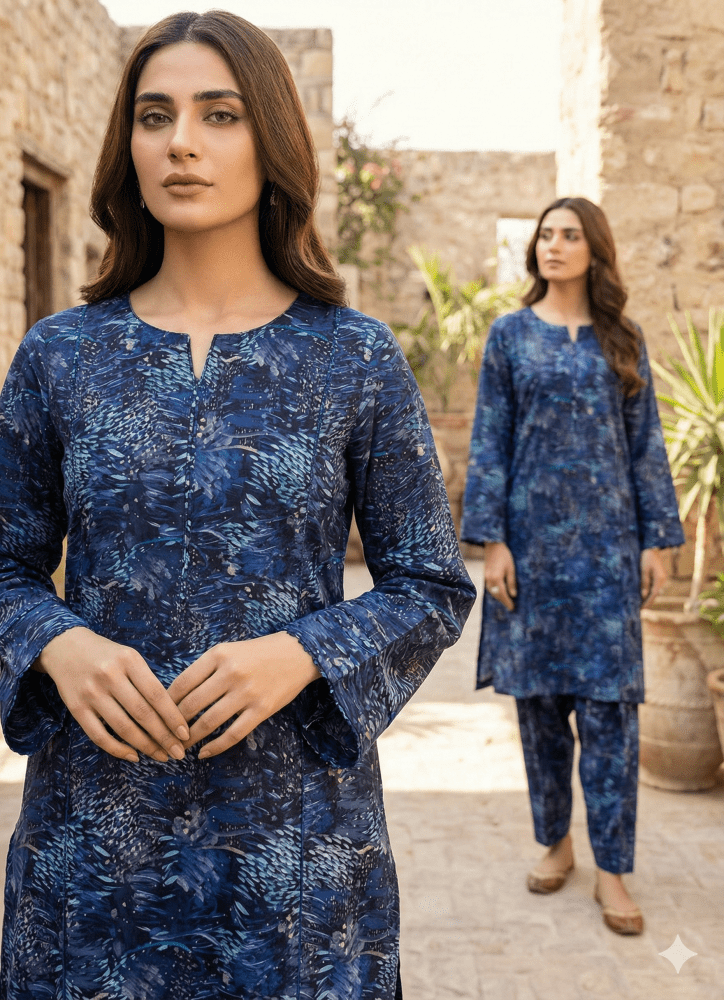 2 Piece Imported China Mukaish Linen (Unstitched) - Wareeb.Shop