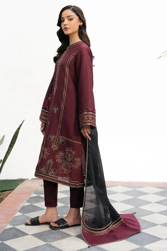 Jazmin Embroidered Lawn Three Piece JZ - 02 - Wareeb.Shop