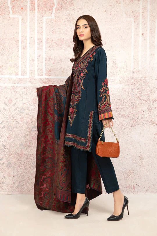 Qalamkar Embroidered Dhanak Three Piece QL - 1022 - Wareeb.Shop