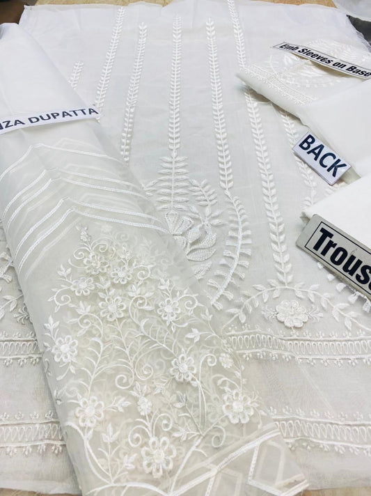 Design#11 Organza Lawn inner  Embroidered 3 pc