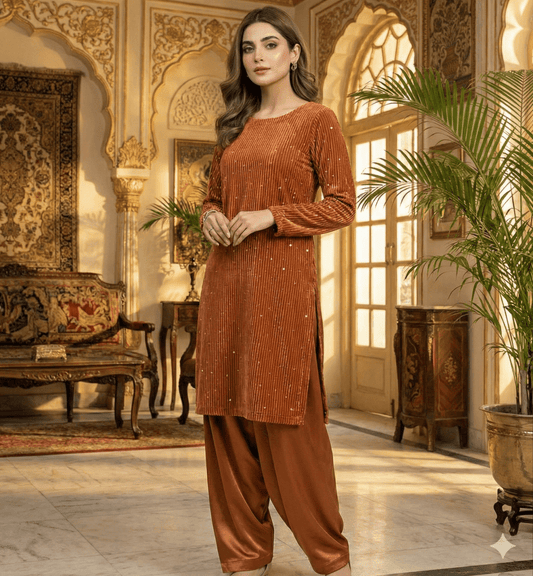 2 PC - Imported Micro Velvet (Unstitched) - Wareeb.Shop