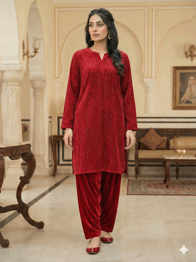 2 PC - Imported Micro Velvet (Unstitched) - Wareeb.Shop