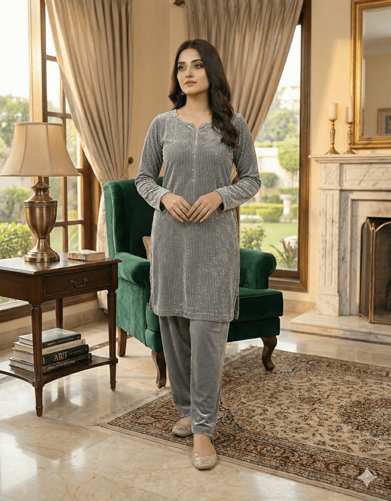 2 PC - Imported Micro Velvet (Unstitched) - Wareeb.Shop