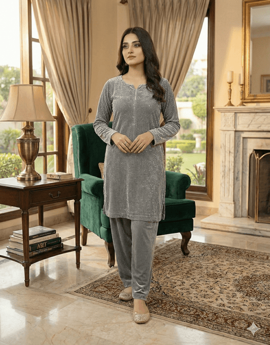 2 PC - Imported Micro Velvet (Unstitched) - Wareeb.Shop