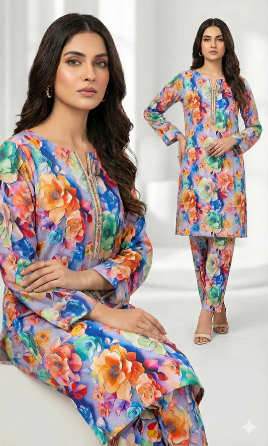 2 Piece Imported China Linen (Unstitched) - Wareeb.Shop