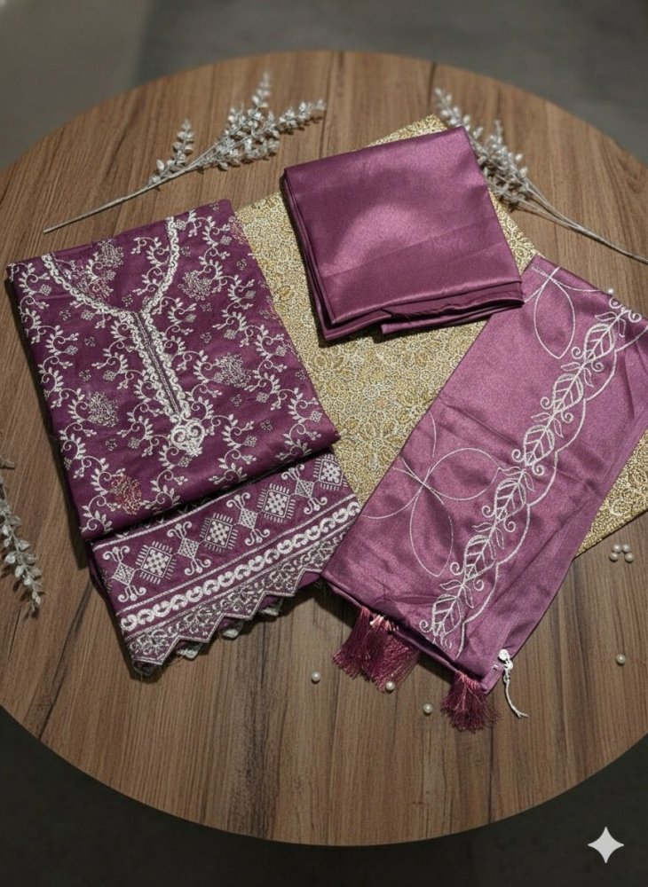 3 PC - Dhanak Embroidered - Unstitched - Wareeb.Shop