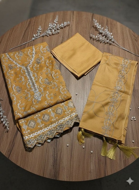 3 PC - Dhanak Embroidered - Unstitched - Wareeb.Shop