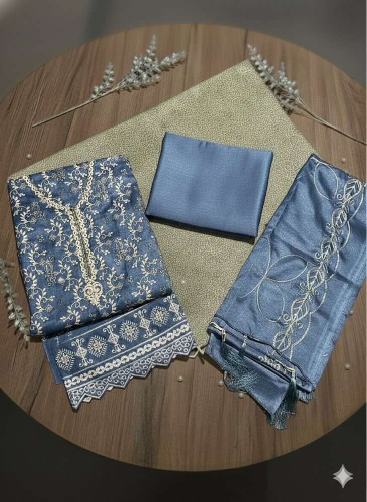 3 PC - Dhanak Embroidered - Unstitched - Wareeb.Shop