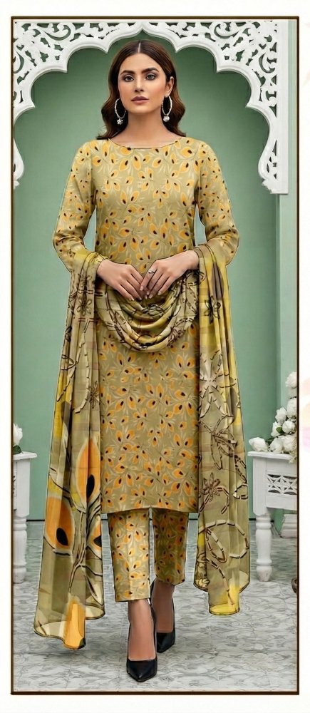 3 PC - Imported Silk (Unstitched) - Wareeb.Shop