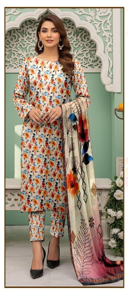 3 PC - Imported Silk (Unstitched) - Wareeb.Shop