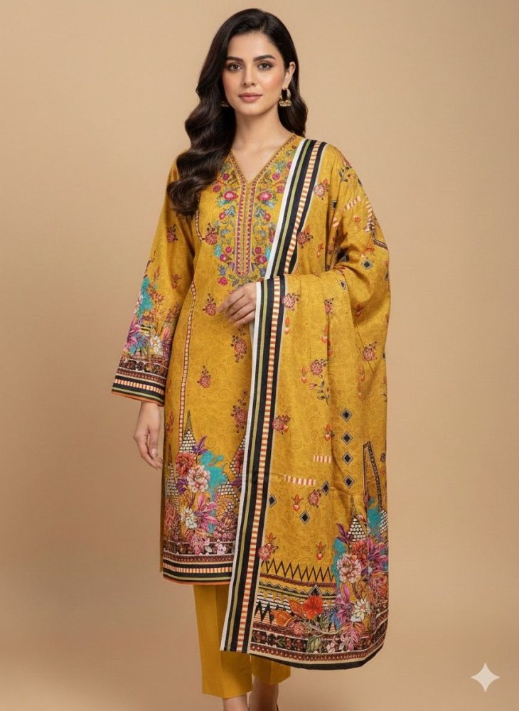 3 PC - Khaddar Embroidered with Cutwork Dupatta - Unstitched - Wareeb.Shop