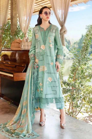 3 Piece Unstitched Heavy Embroidered Chickan Kari Pure Lawn Suit with Printed Lawn Dupatta - Wareeb.Shop