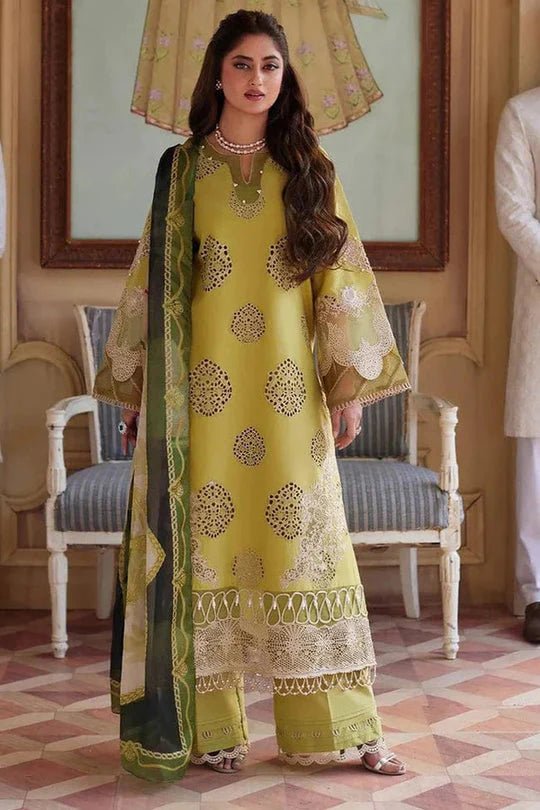 3 Piece Unstitched Heavy Embroidered Chickan Kari Pure Lawn Suit with Printed Lawn Dupatta - Wareeb.Shop