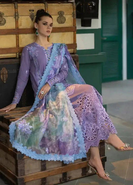 3 Piece Unstitched Heavy Embroidered Chickan Kari Pure Lawn Suit with Printed Lawn Dupatta - Wareeb.Shop