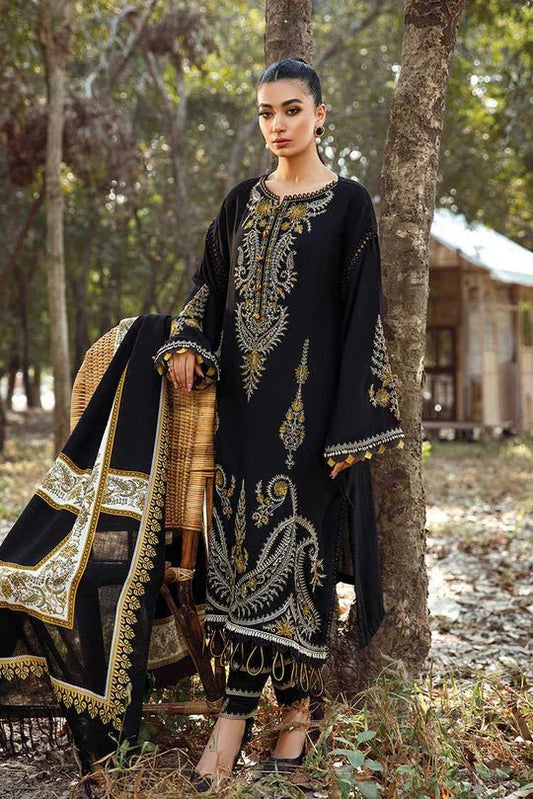 3 Piece Unstitched Heavy Embroidered Lawn Suit With Digital Printed Lawn Dupatta - Wareeb.Shop