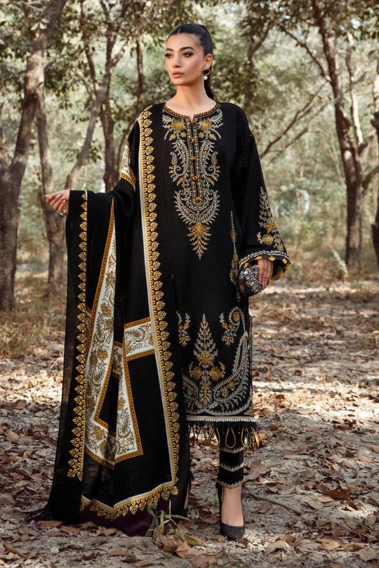 3 Piece Unstitched Heavy Embroidered Lawn Suit With Digital Printed Lawn Dupatta - Wareeb.Shop