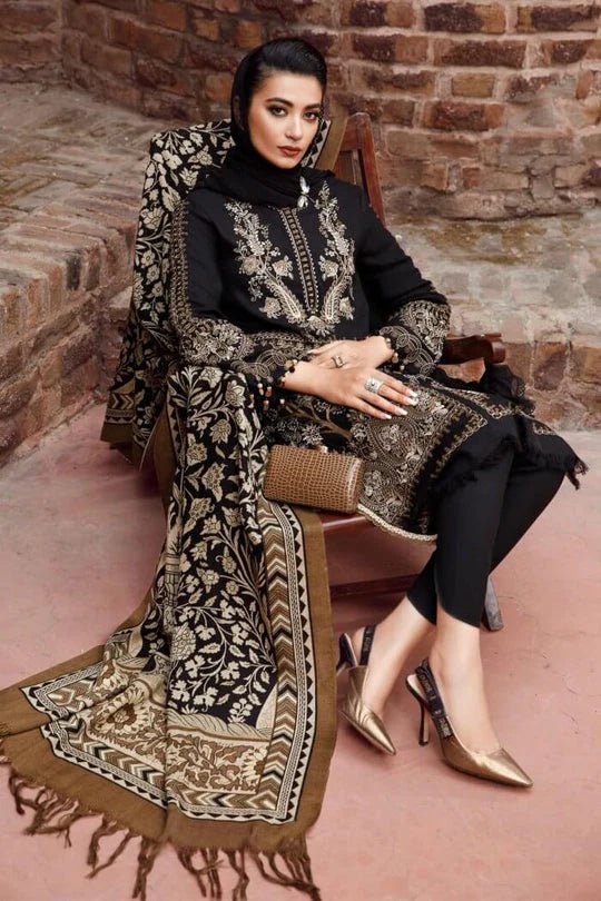 3 Piece Unstitched Heavy Embroidered Lawn Suit With Digital Printed Lawn Dupatta - Wareeb.Shop
