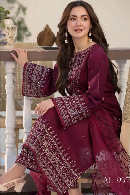 Allys - 3PC Lawn Embroidered Suit - Wareeb.Shop