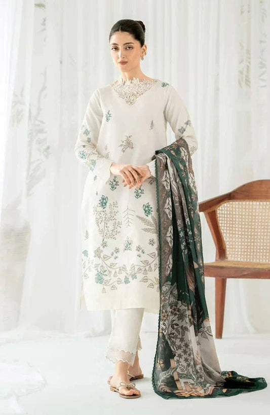 Asim Jofa | Lawn 3 Piece Embroidered Unstitched Suit With Printed Lawn Dupatta - Wareeb.Shop