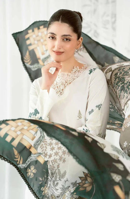Asim Jofa | Lawn 3 Piece Embroidered Unstitched Suit With Printed Lawn Dupatta - Wareeb.Shop