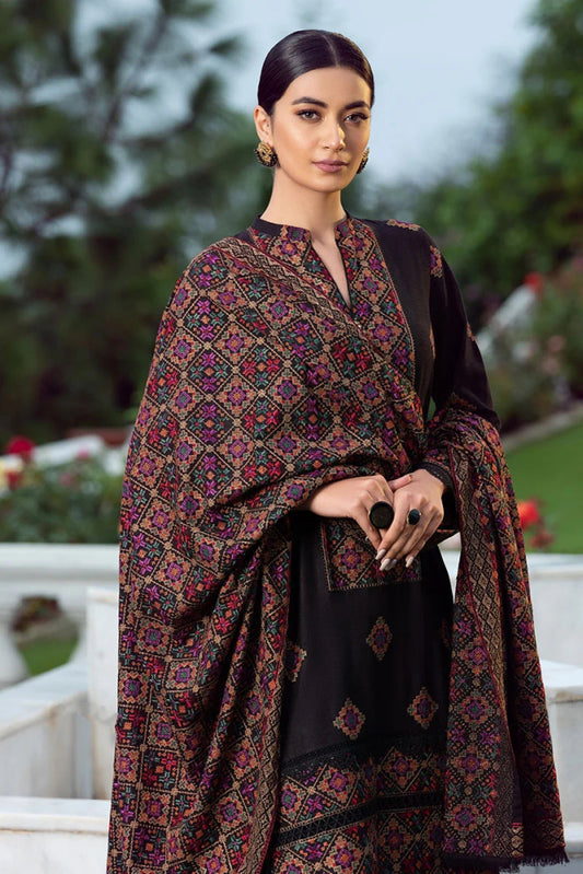 Bareeze Black Embroidered Dhanak Three Piece Winter Collection FCC - 707 - Wareeb.Shop