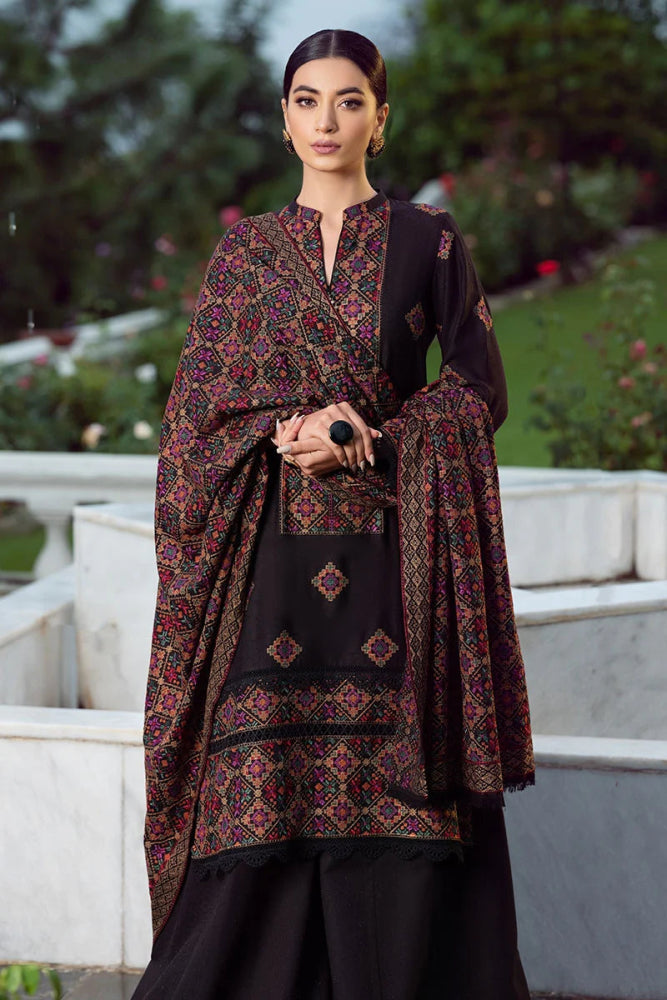 Bareeze Black Embroidered Dhanak Three Piece Winter Collection FCC - 707 - Wareeb.Shop