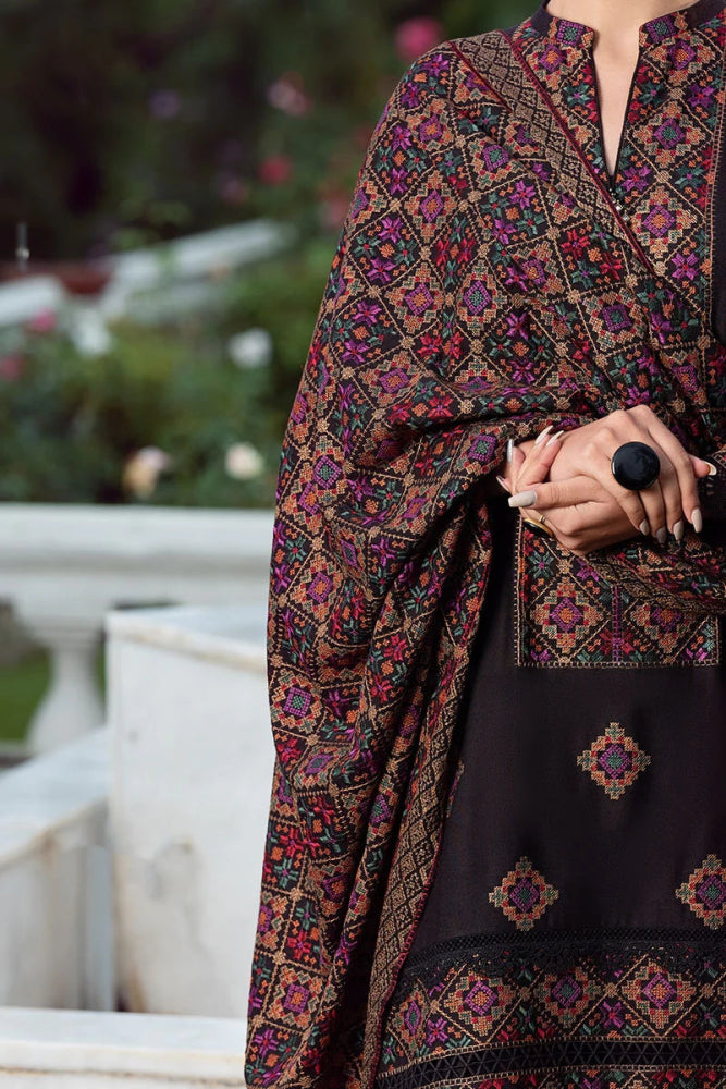 Bareeze Black Embroidered Dhanak Three Piece Winter Collection FCC - 707 - Wareeb.Shop