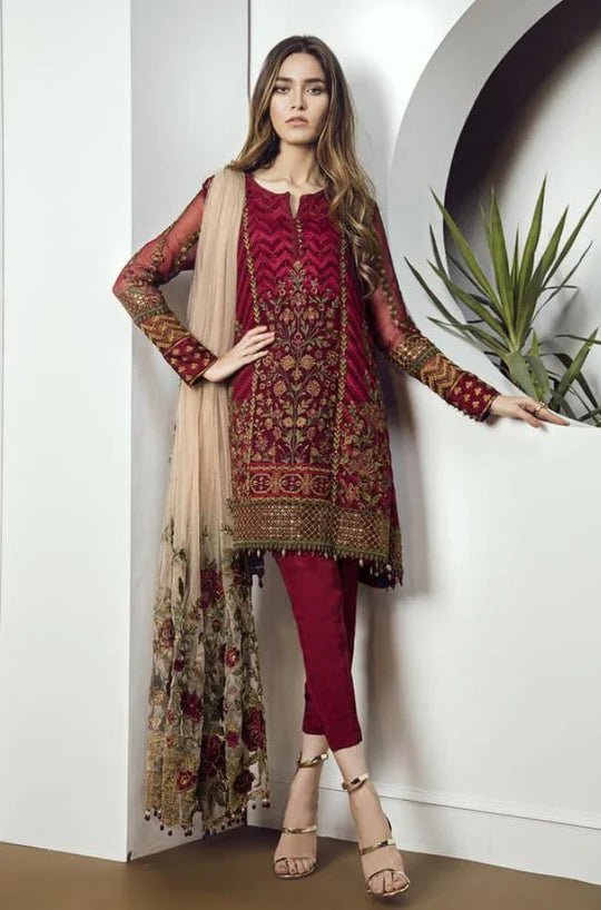 Baroque - 3PC Heavy Embroidered Lawn Shirt With Embroidered Organza Dupatta - Wareeb.Shop