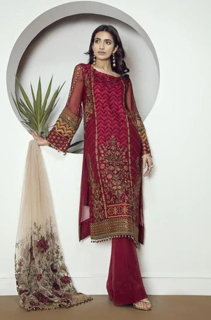 Baroque - 3PC Heavy Embroidered Lawn Shirt With Embroidered Organza Dupatta - Wareeb.Shop