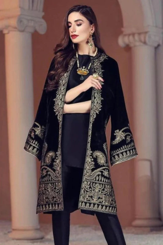 Black Color Embroidered Velvet two piece Winter Collection MariaB D - 472 - Wareeb.Shop