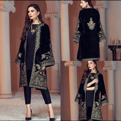 Black Color Embroidered Velvet two piece Winter Collection MariaB D - 472 - Wareeb.Shop