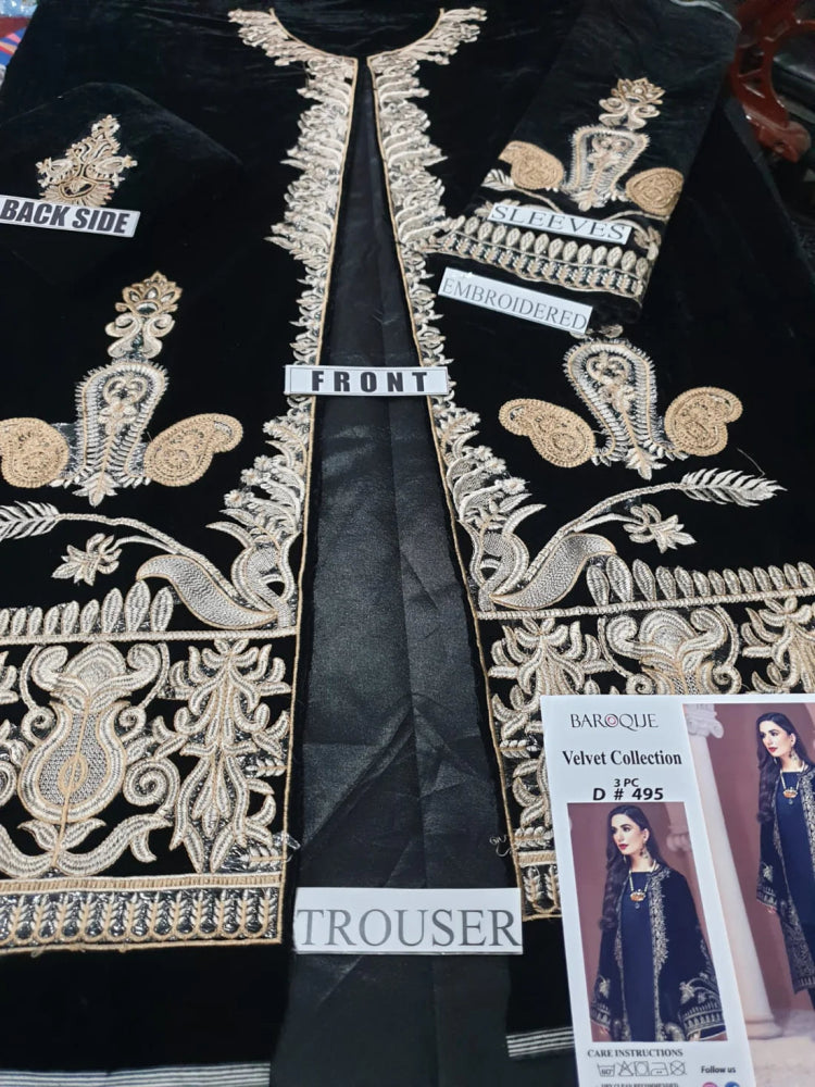 Black Color Embroidered Velvet two piece Winter Collection MariaB D - 472 - Wareeb.Shop