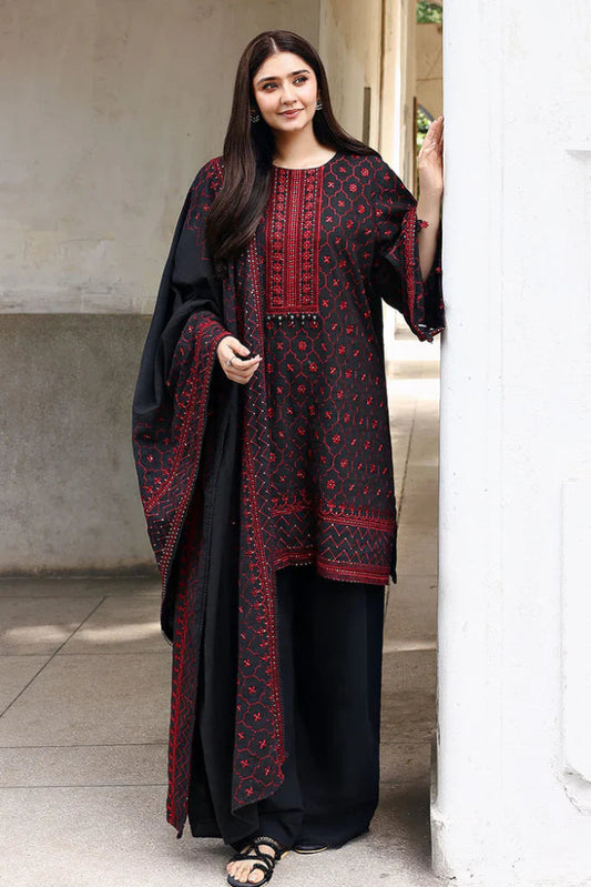 Cross Stitch Black Embroidered Dhanak Three Piece Winter D - 88 - Wareeb.Shop