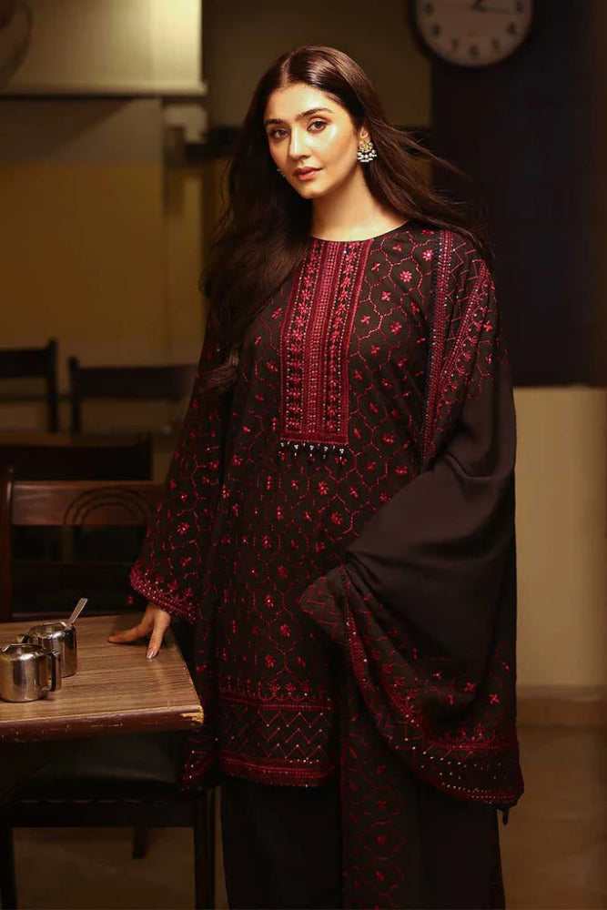 Cross Stitch Black Embroidered Dhanak Three Piece Winter D - 88 - Wareeb.Shop