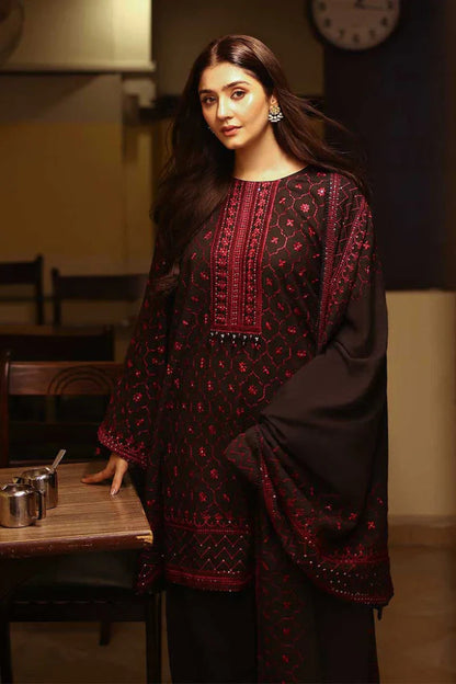 Cross Stitch Black Embroidered Dhanak Three Piece Winter D - 88 - Wareeb.Shop