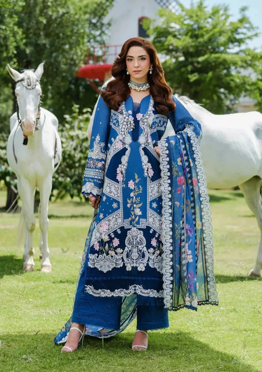 Elaf | Ziva | Teal Blue | Unstitched Lawn 3Pc - Wareeb.Shop