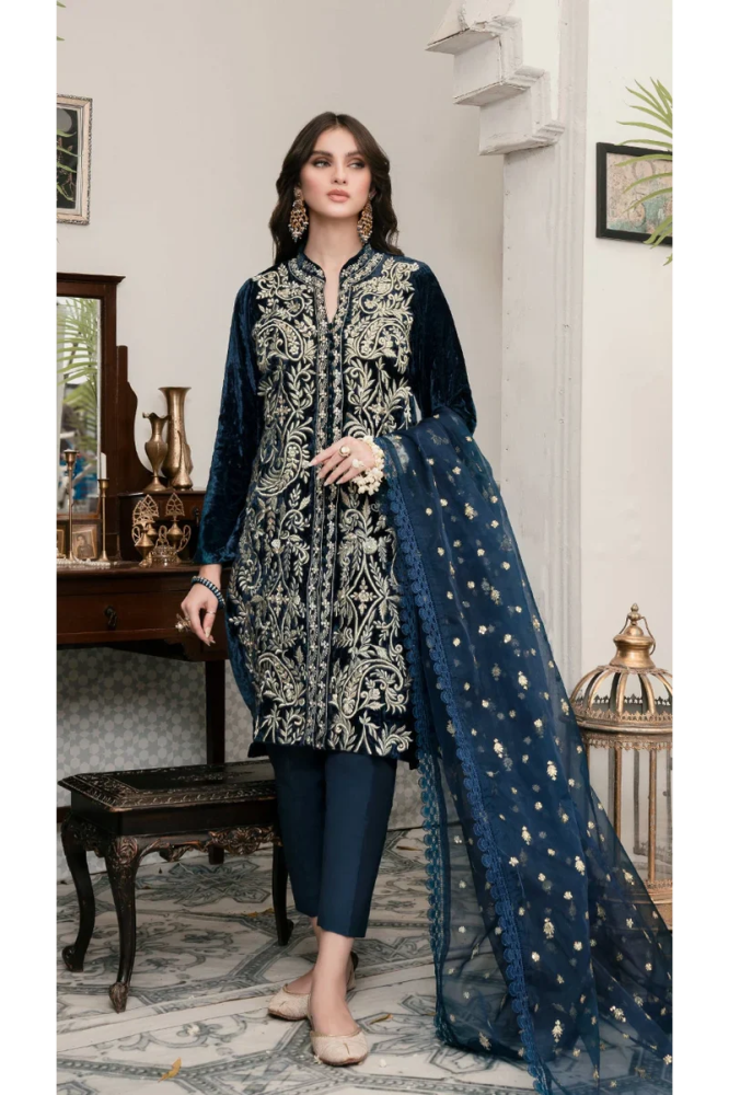 Embroidered Velvet Three piece Winter Collection FCC ZC - 905 - Wareeb.Shop
