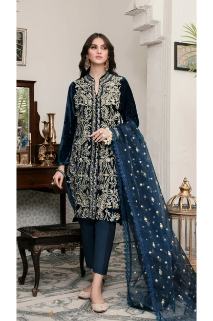 Embroidered Velvet Three piece Winter Collection FCC ZC - 905 - Wareeb.Shop