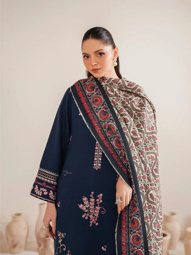 Garnet Embroidered Dhanak Three Piece ameema - Wareeb.Shop