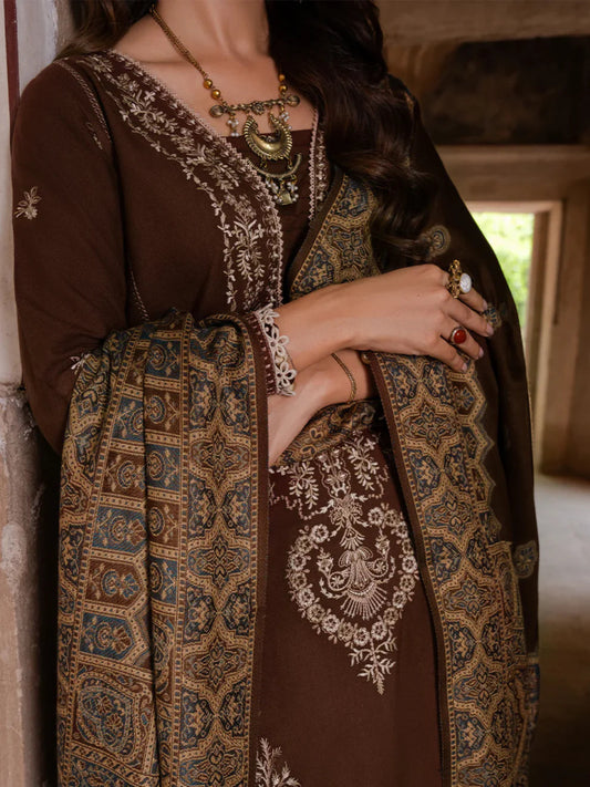 Izel Chikenkari Embroidered Dhanak Three Piece D - 223 - Wareeb.Shop