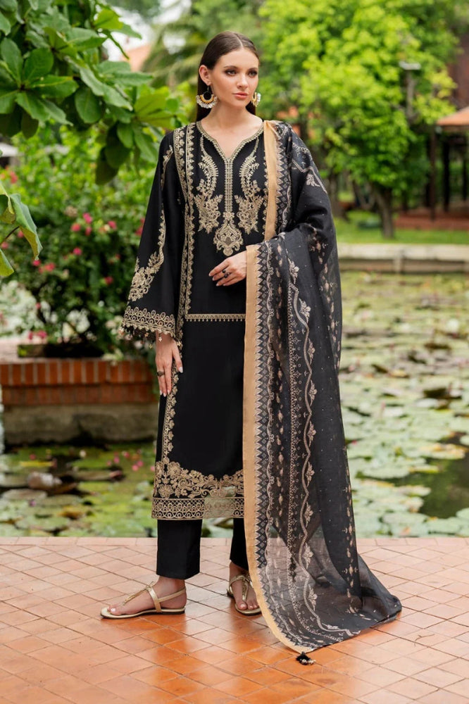 Izel Embroidered Dhanak Three Piece D - 91 - Wareeb.Shop