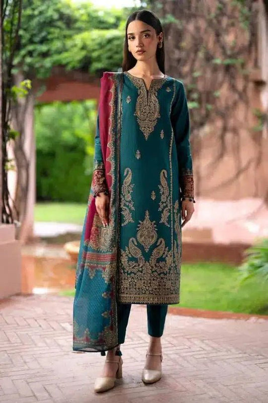 Jazmin 3Pc Lawn Embroidered Shirt With Printed Lawn Dupatta - Wareeb.Shop