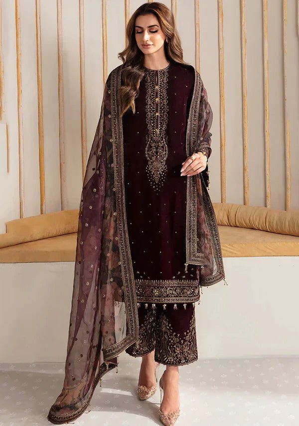 Jazmin embroidered Velvet Three piece Winter Collection D - 220 - Wareeb.Shop