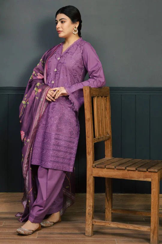 Kokum 3Pc Embroidered Unstitched Lawn Suite With Printed Dupatta - Wareeb.Shop