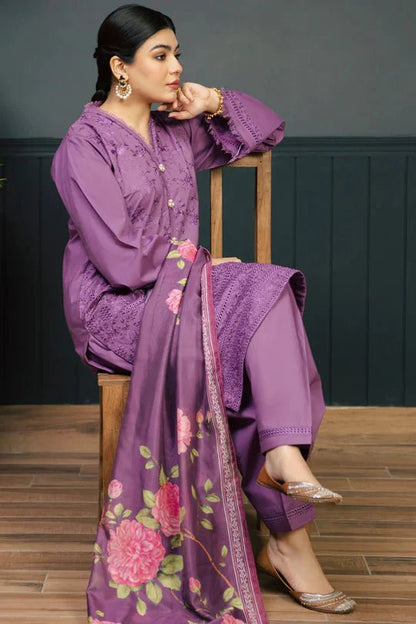 Kokum 3Pc Embroidered Unstitched Lawn Suite With Printed Dupatta - Wareeb.Shop