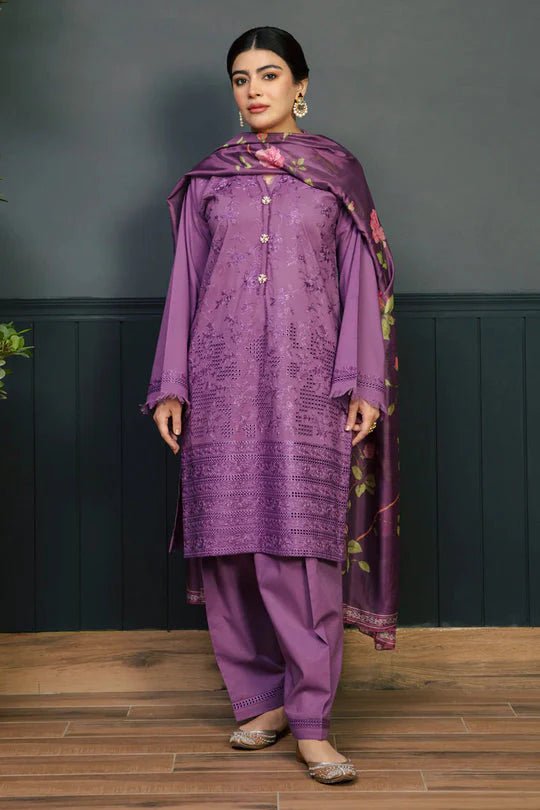 Kokum 3Pc Embroidered Unstitched Lawn Suite With Printed Dupatta - Wareeb.Shop