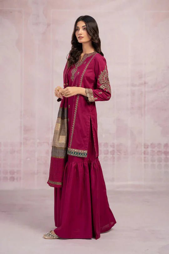 Maria B - 3 - Piece Lawn Embroidered Suit With Printed Lawn Dupatta - Wareeb.Shop