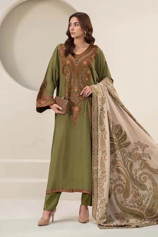Maria B - 3PC Lawn Embroidered Suit With Printed Diamond Dupatta - Wareeb.Shop