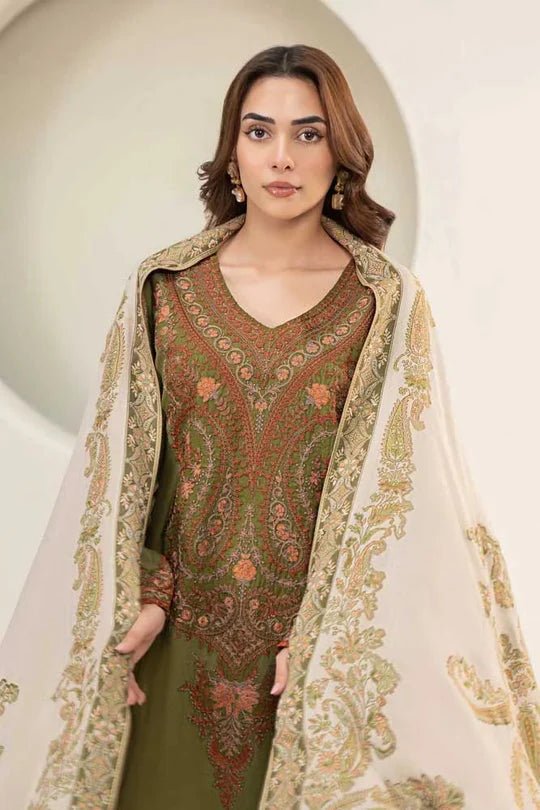 Maria B - 3PC Lawn Embroidered Suit With Printed Diamond Dupatta - Wareeb.Shop